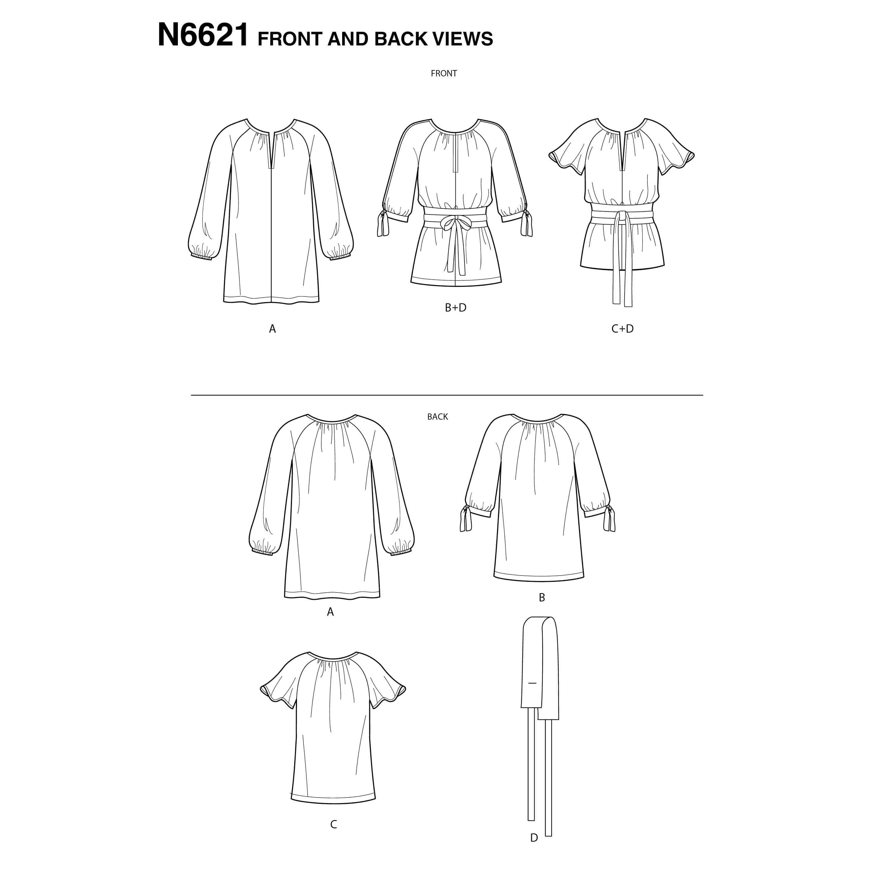 6621 New Look Sewing Pattern N6621 Misses' Top Or Tunic