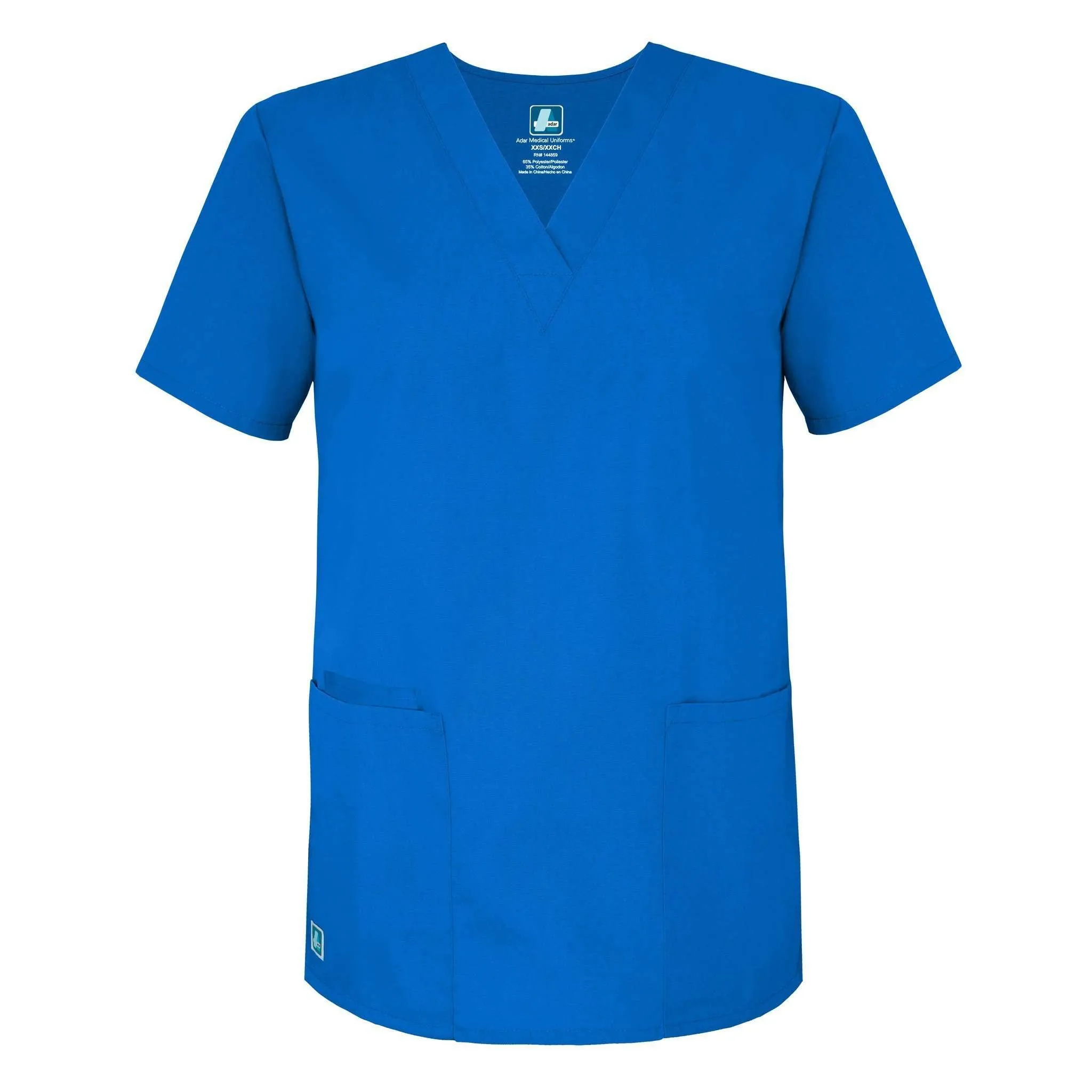 Adar Universal Unisex V-Neck 2 Pocket Scrub Top Regal Blue S