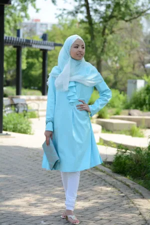 Aqua Ruffled Tunic