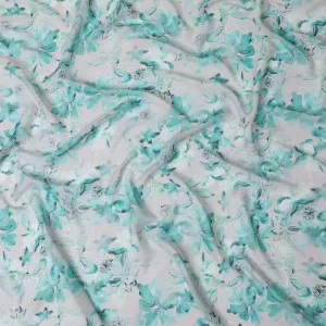 Aquatic Blossom Synthetic Georgette Fabric-D17526