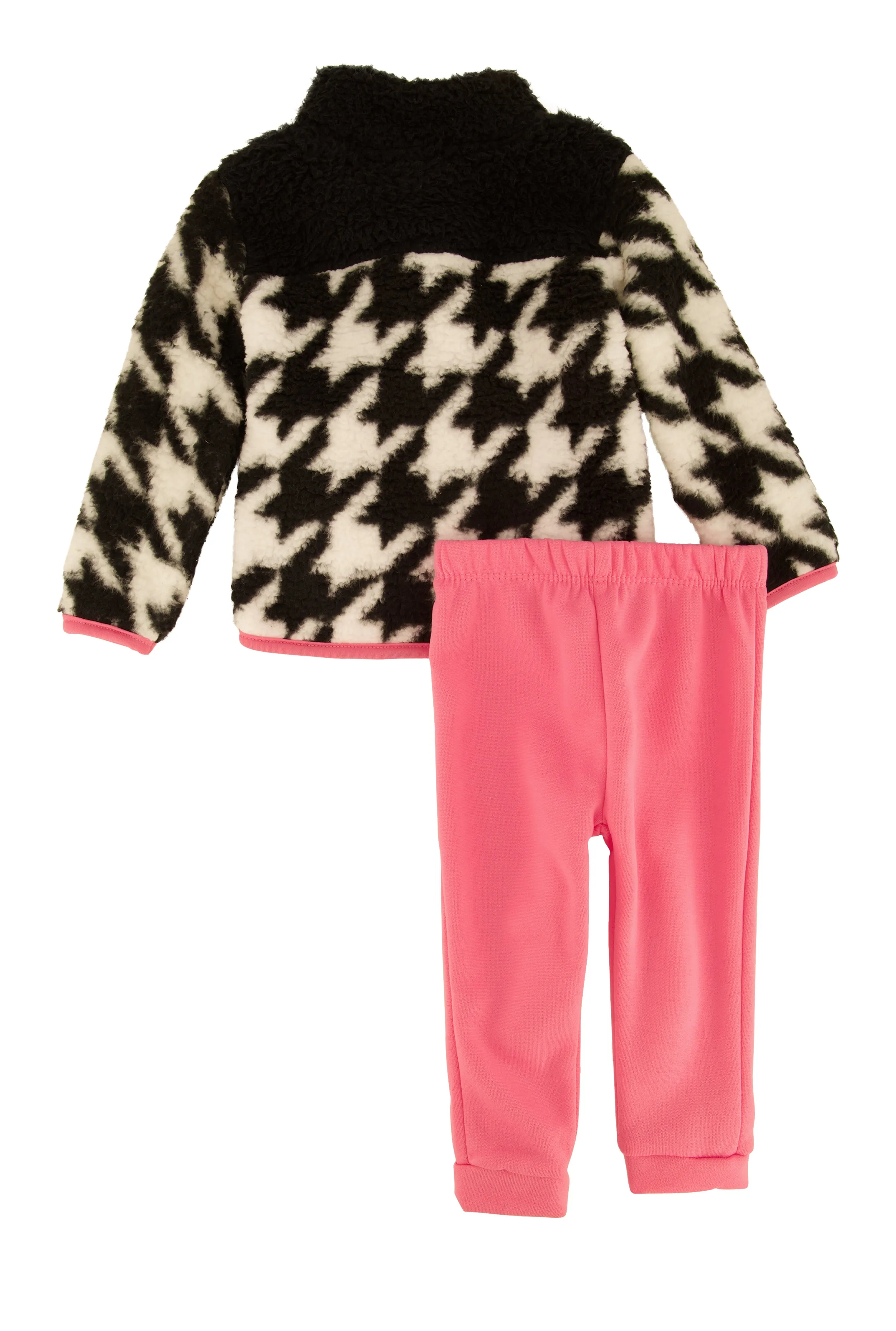 Baby Girls 12-24M Houndstooth Sherpa Jacket and Joggers