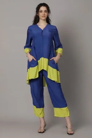 Blue Italian Paper Silk Co-Ord Set