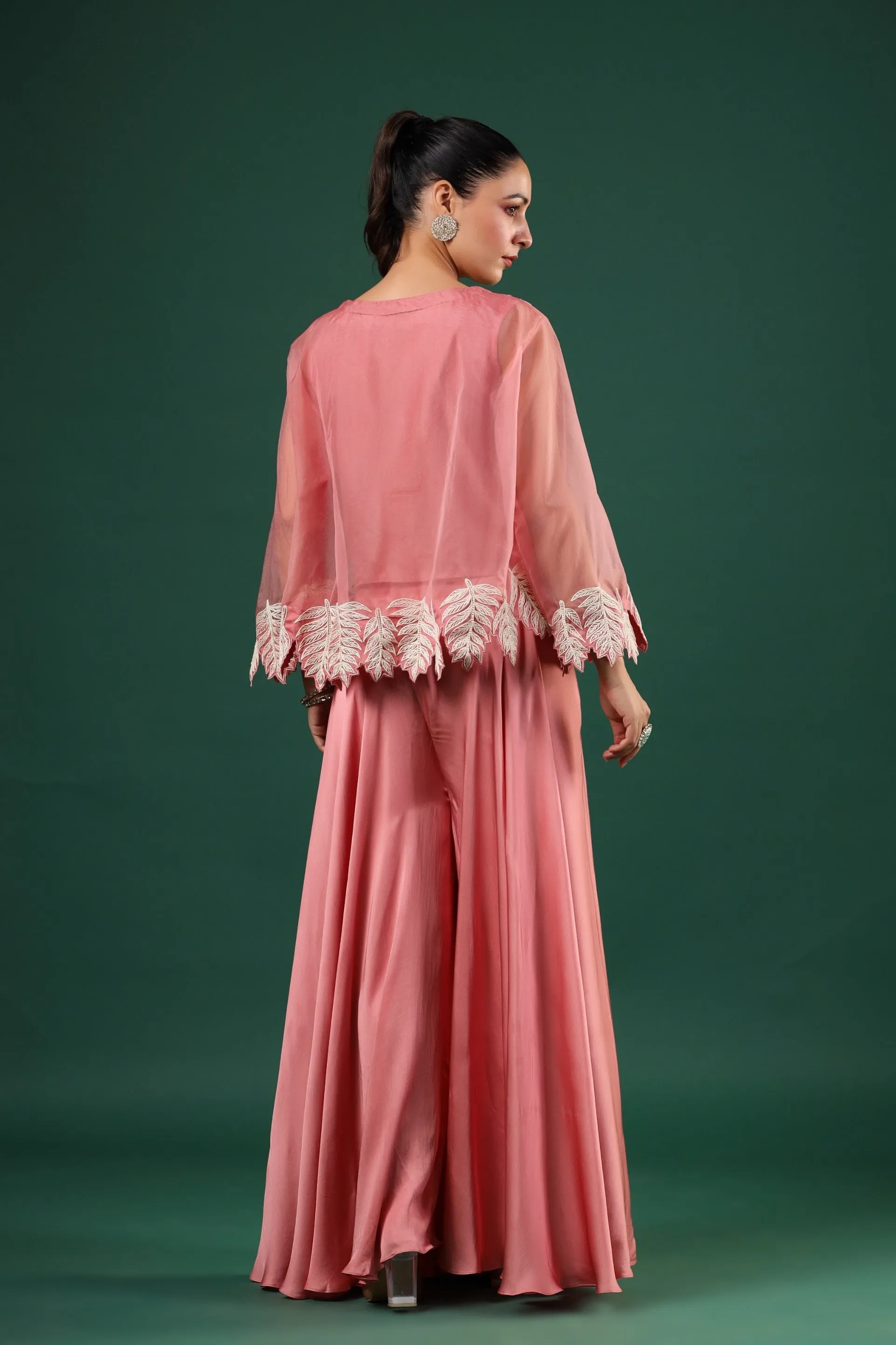 Blush Pink Organza Silk Palazzo Set