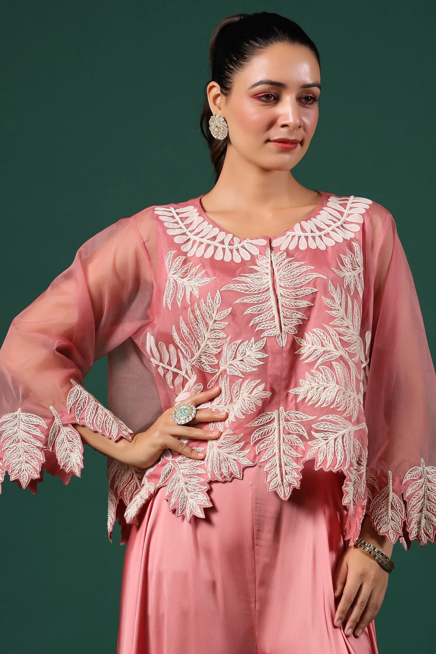 Blush Pink Organza Silk Palazzo Set