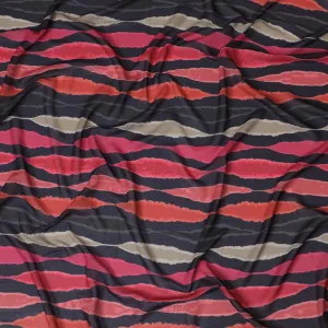 Bold Abstract Stripe Synthetic Georgette Fabric - Vibrant Colors, Buy in Meters, 110cm Width-D17995