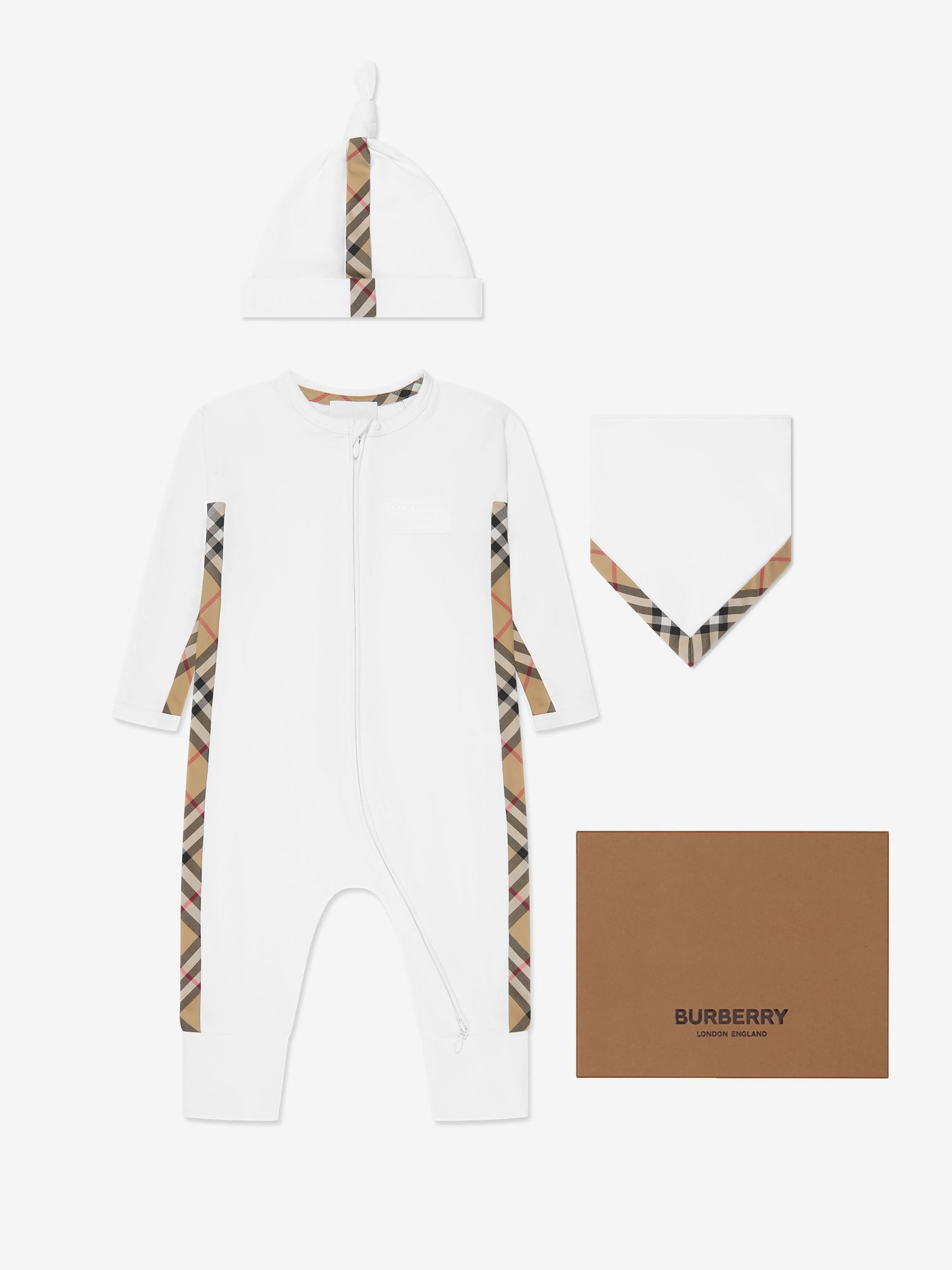 Burberry Baby Claude Romper Gift Set in White