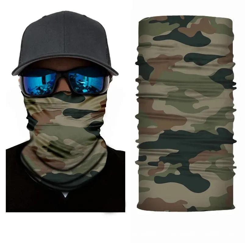 Camouflage Seamless Balaclava Magic Scarf Cycling Outdoors Neck Warmer Tube Half Face Shield Headband Military Army Neckerchief