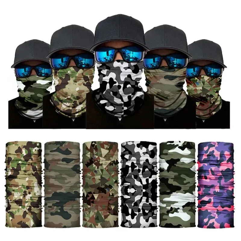 Camouflage Seamless Balaclava Magic Scarf Cycling Outdoors Neck Warmer Tube Half Face Shield Headband Military Army Neckerchief