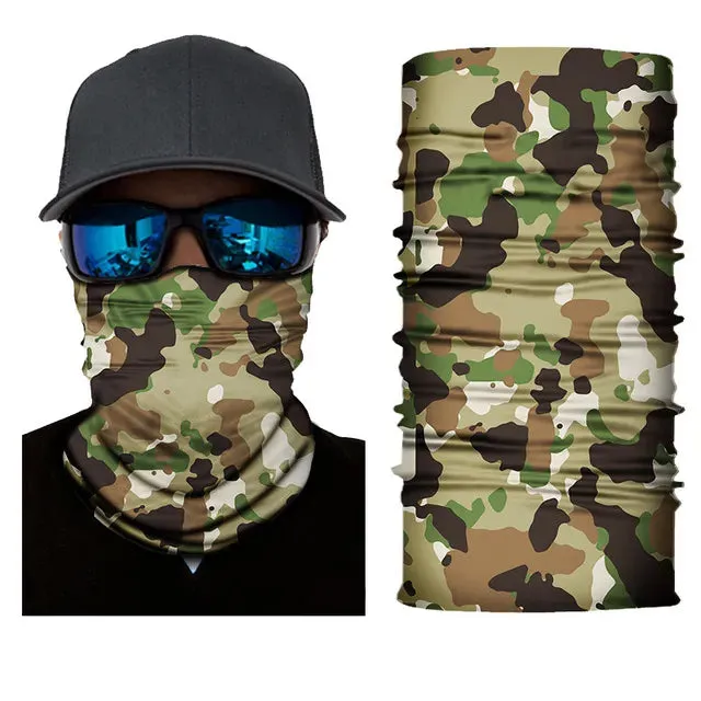 Camouflage Seamless Balaclava Magic Scarf Cycling Outdoors Neck Warmer Tube Half Face Shield Headband Military Army Neckerchief