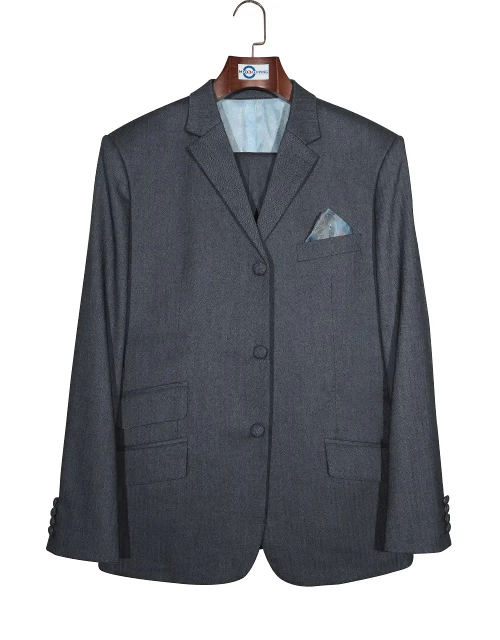 Charcoal Grey Herringbone Tweed Jacket