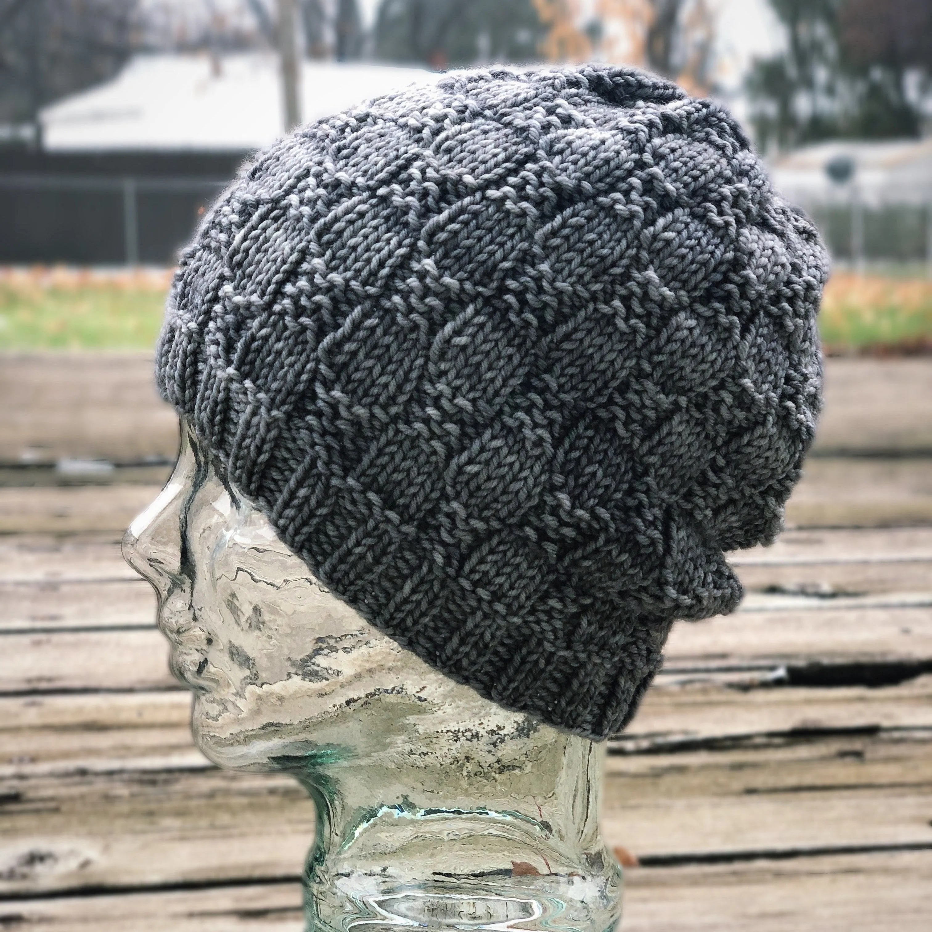 Checkerboard Slouchy Beanie | LUXURY Handmade 100% Merino Wool Knit Beanie | Malabrigo Rios | ADULT size | Ready To Ship