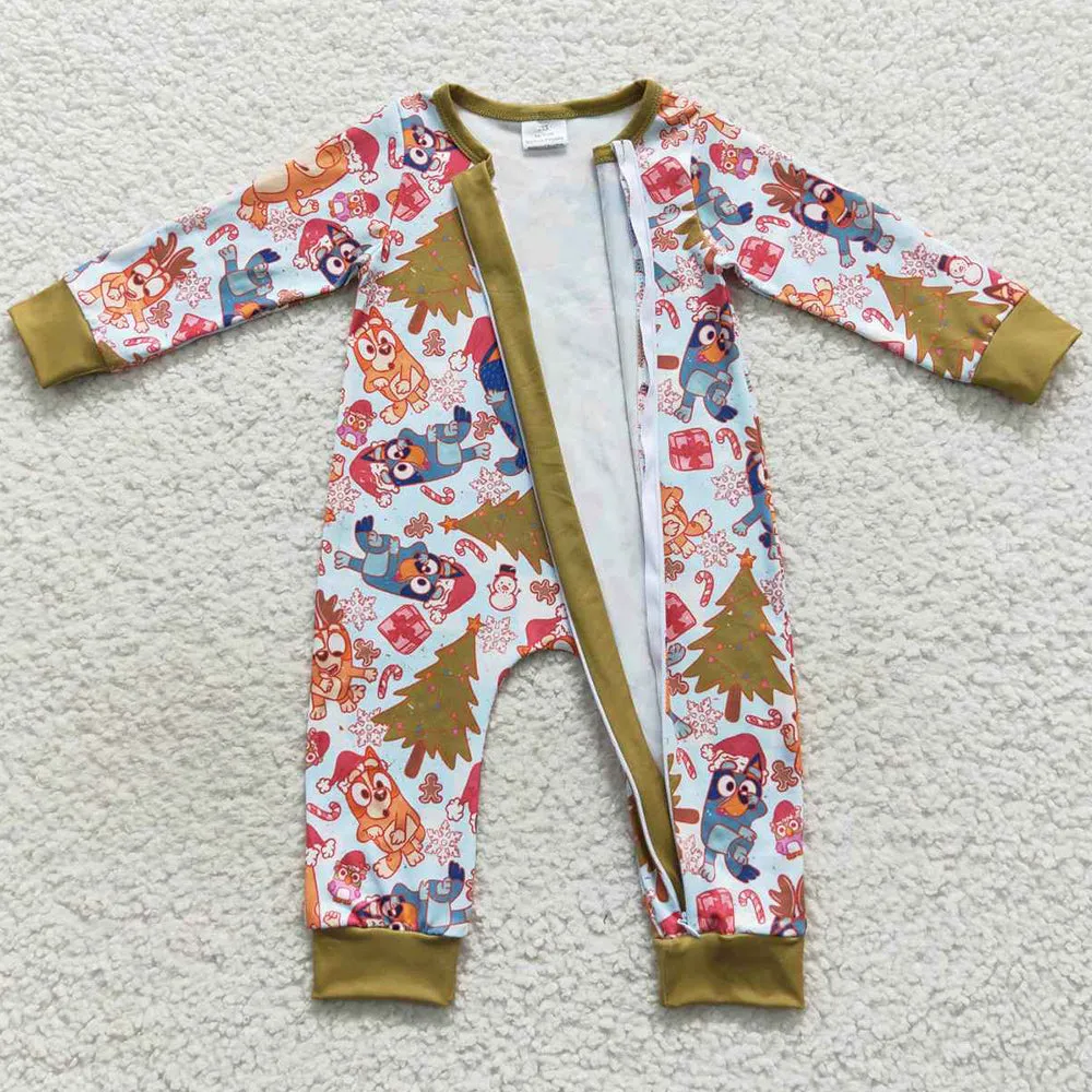 Christmas Baby Boys Romper Cartoon Print Boutique Sibling Jumpsuit LR0512 LR0513