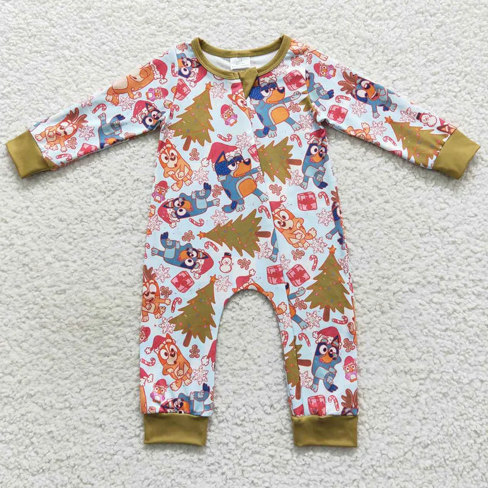 Christmas Baby Boys Romper Cartoon Print Boutique Sibling Jumpsuit LR0512 LR0513