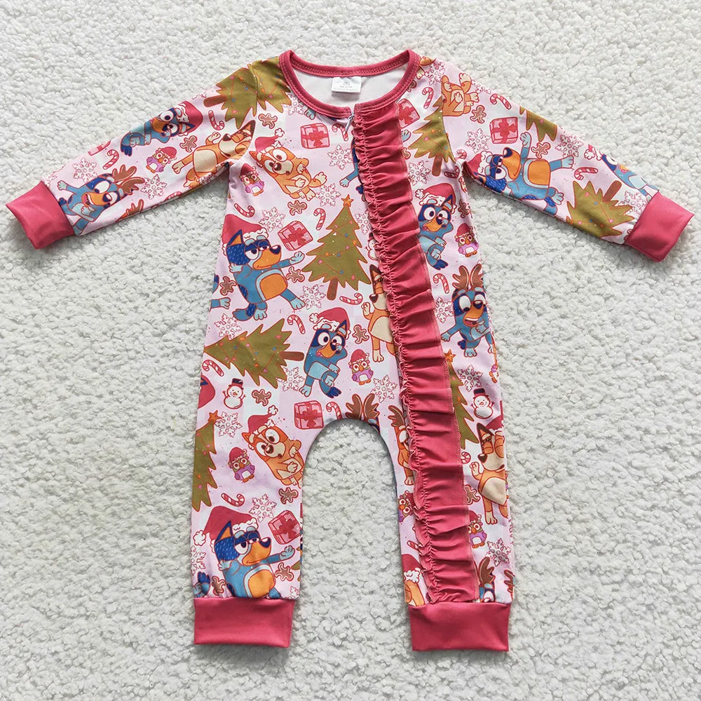 Christmas Baby Boys Romper Cartoon Print Boutique Sibling Jumpsuit LR0512 LR0513