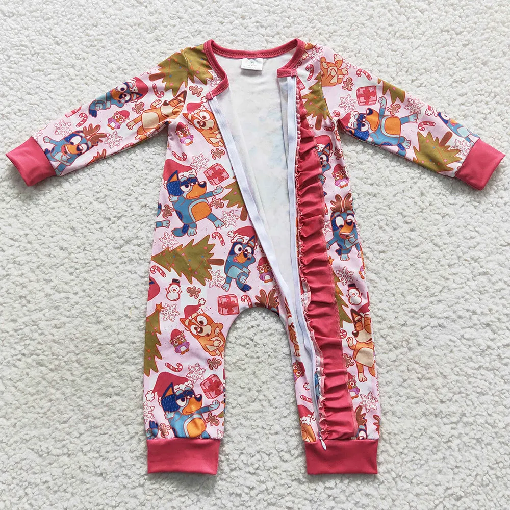 Christmas Baby Boys Romper Cartoon Print Boutique Sibling Jumpsuit LR0512 LR0513