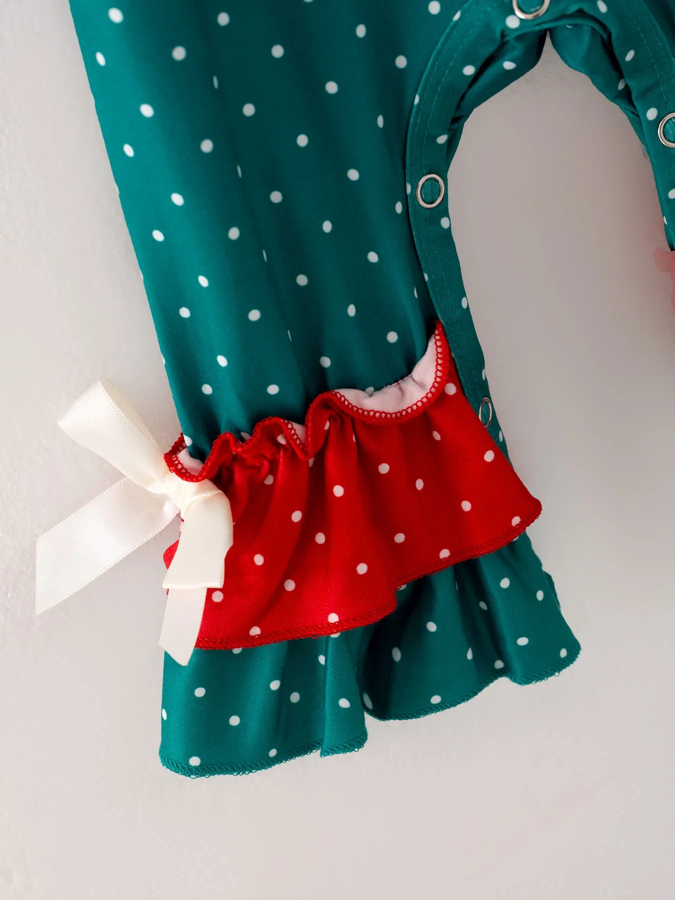 Christmas Gingerbread Man Print Green Girls Romper