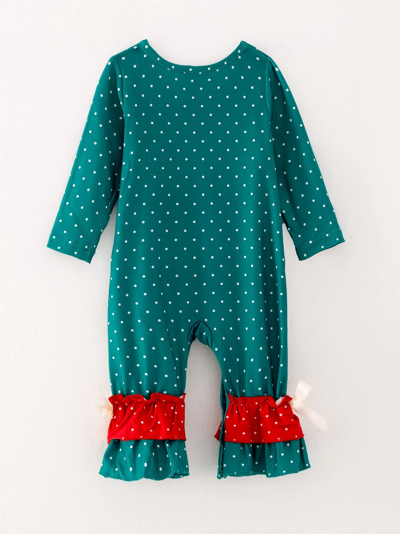 Christmas Gingerbread Man Print Green Girls Romper