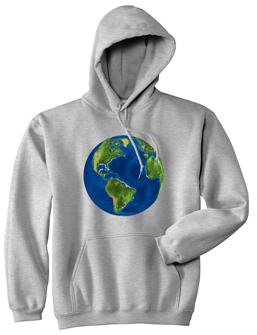 Earth Globe Mens Pullover Hoodie