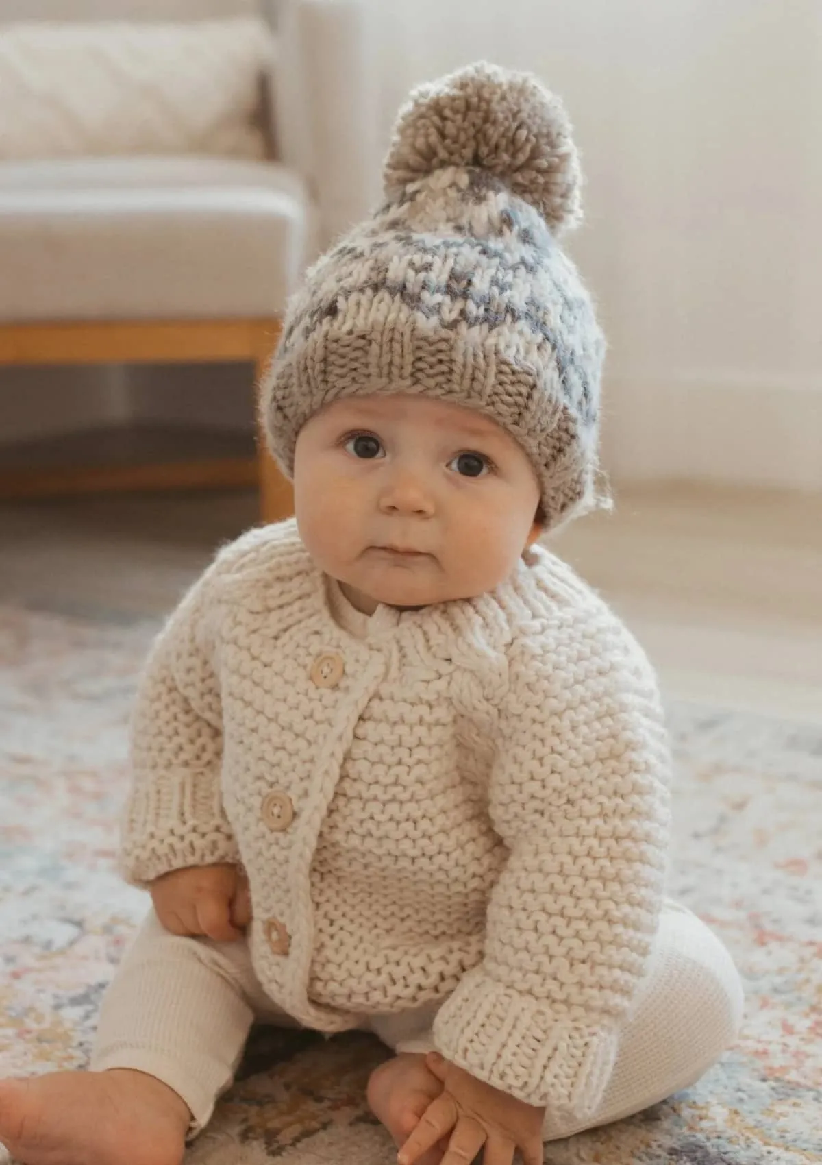 Fairisle Beanie Hat - Pebbles