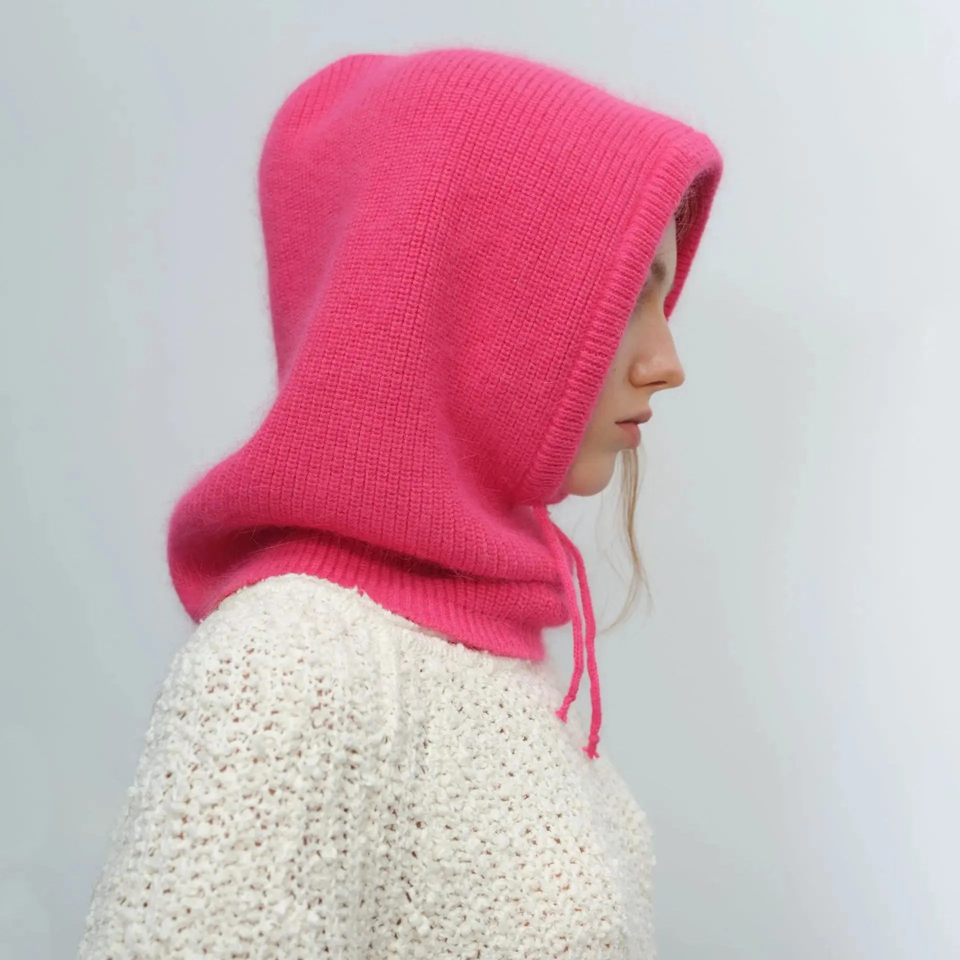 Fashion Balaclava Autumn Winter Warm Neck Women's Solid Color Hat