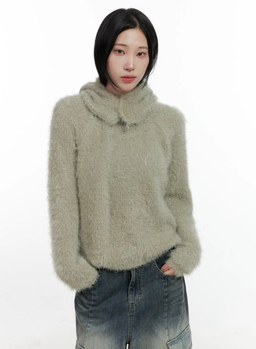 Fuzzy Knit Sweater and Balaclava Set CN407