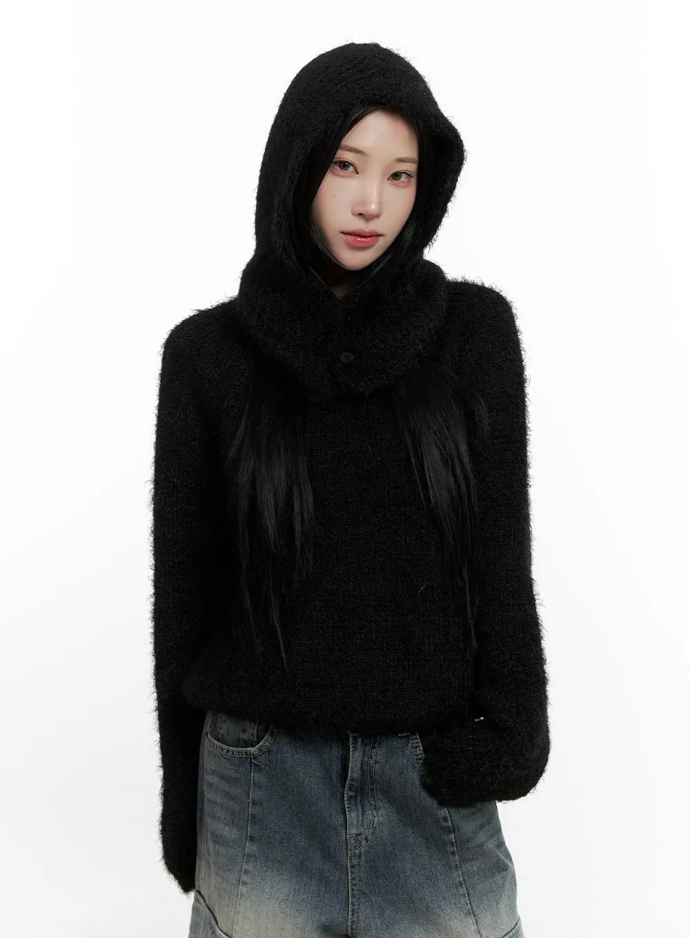 Fuzzy Knit Sweater and Balaclava Set CN407