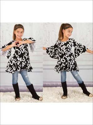 Girls "Love" Flare Sleeve Tunic