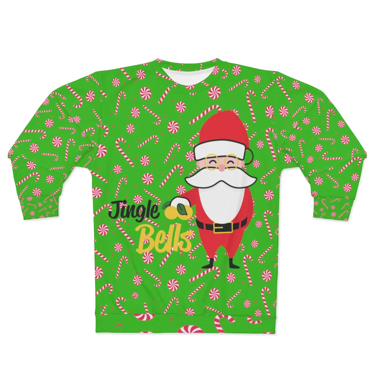 Green Santa Ugly Christmas Sweatshirt, Green Santa Claus Red Candy Cane Christmas Holiday Unisex Sweatshirt -Made in USA