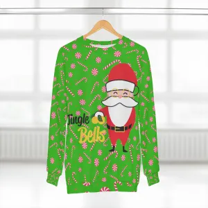 Green Santa Ugly Christmas Sweatshirt, Green Santa Claus Red Candy Cane Christmas Holiday Unisex Sweatshirt -Made in USA