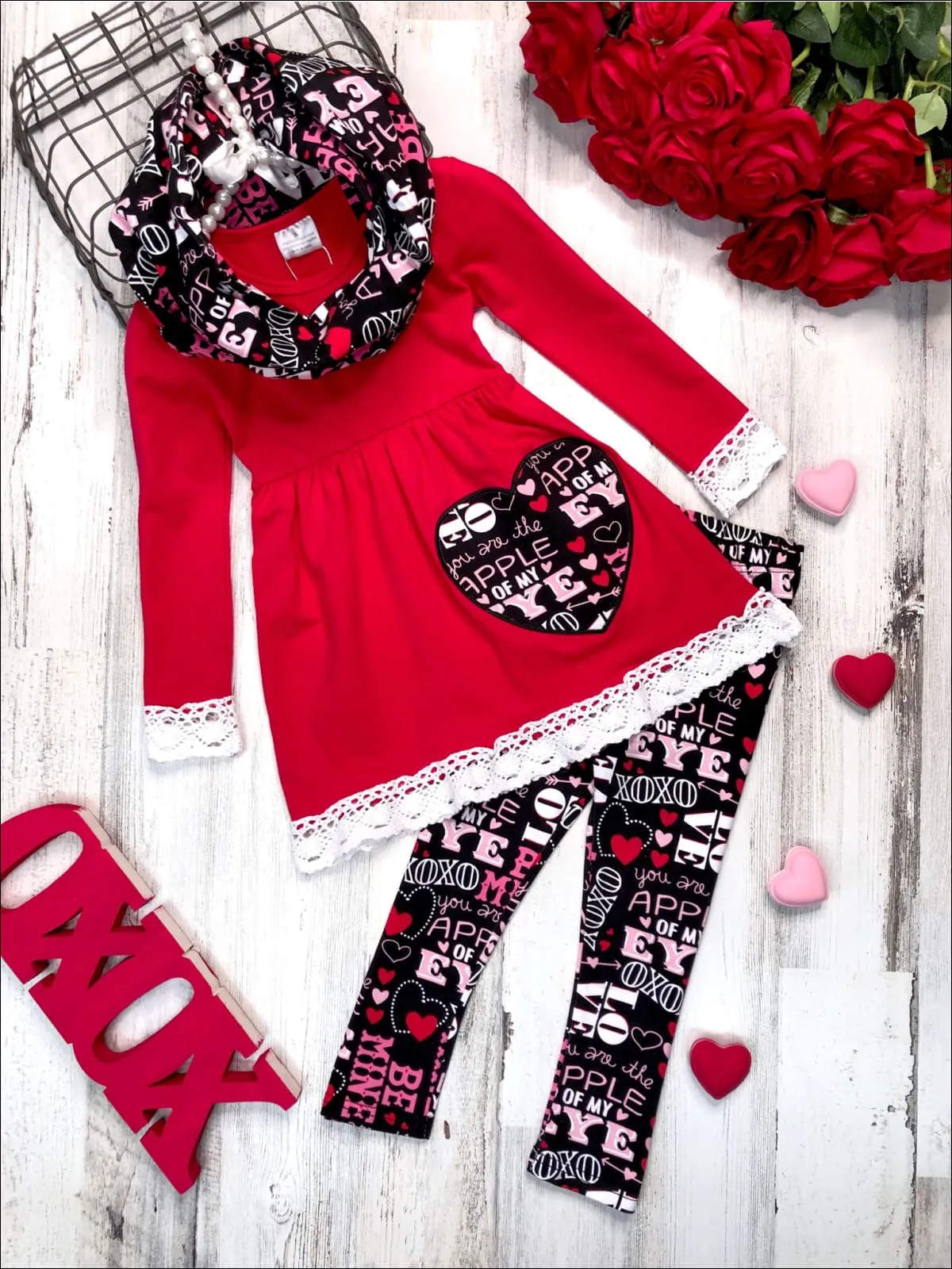 Hearts In Paris Tunic, Scarf And Legging Set