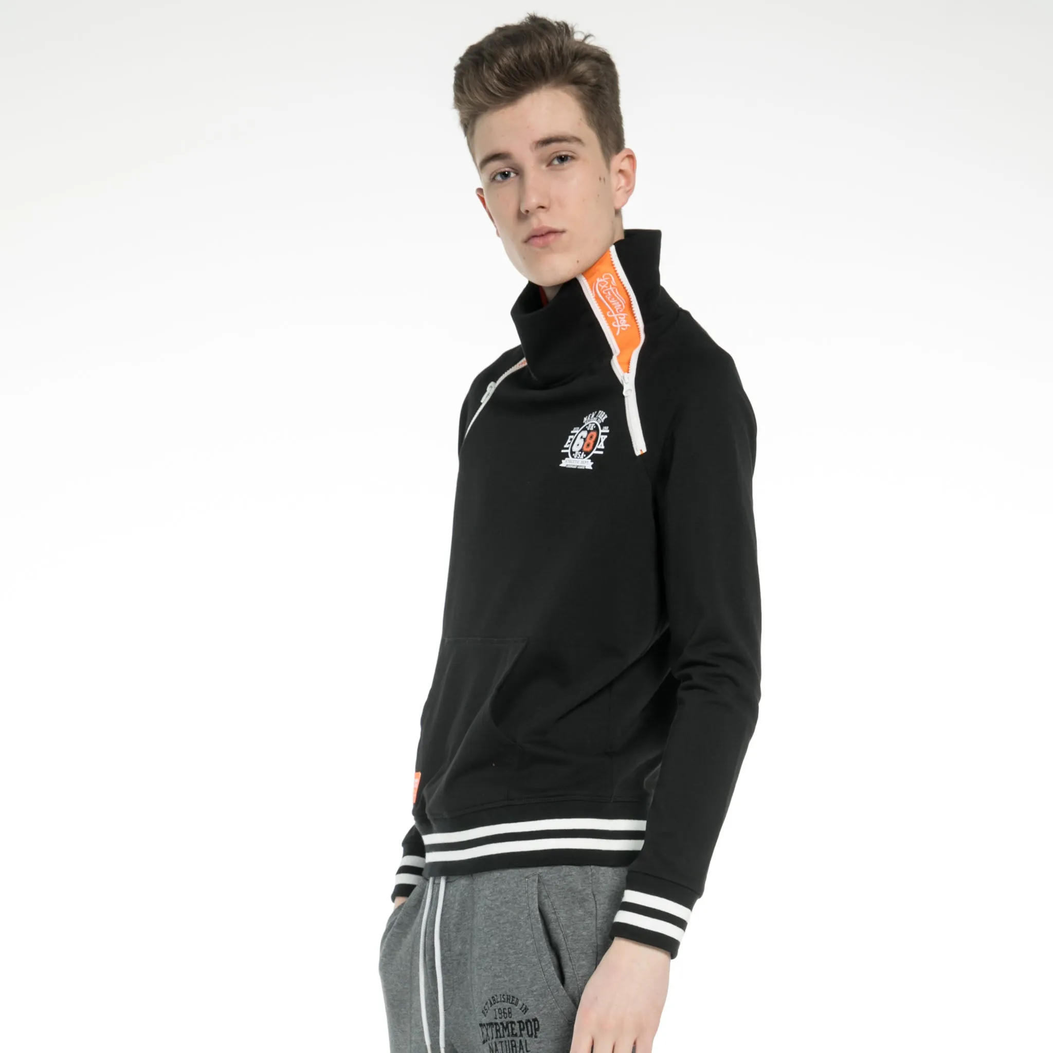 High Neck Dual-Zip Sweatshirt