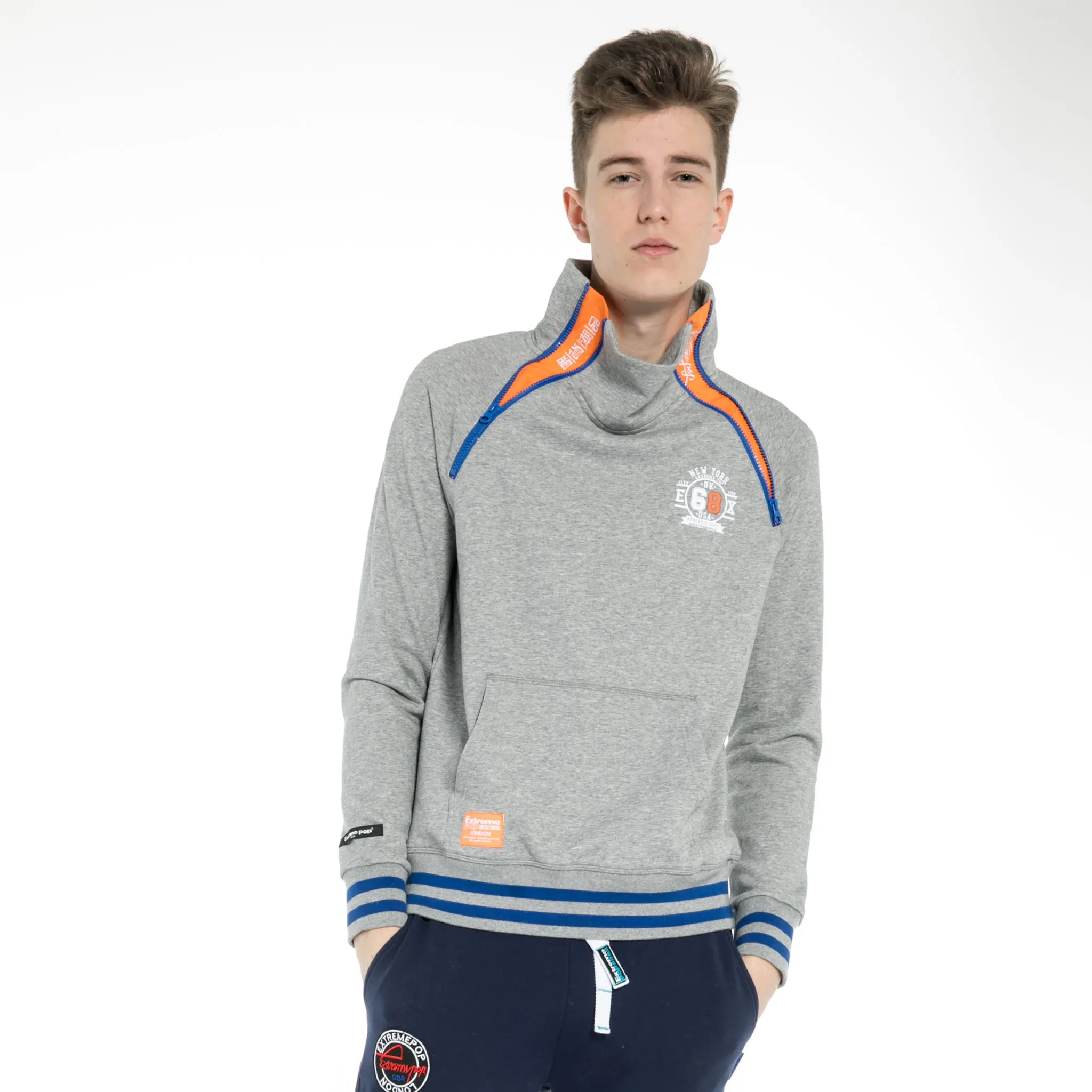 High Neck Dual-Zip Sweatshirt