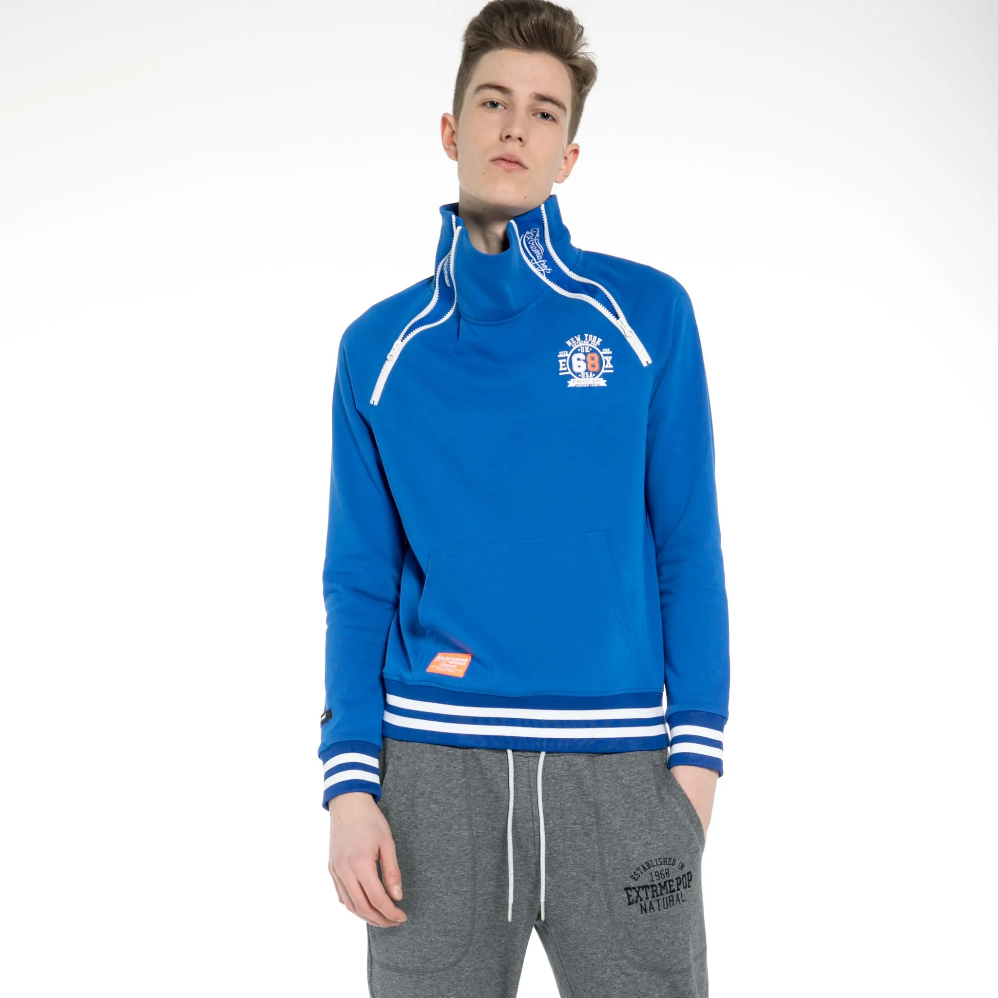 High Neck Dual-Zip Sweatshirt