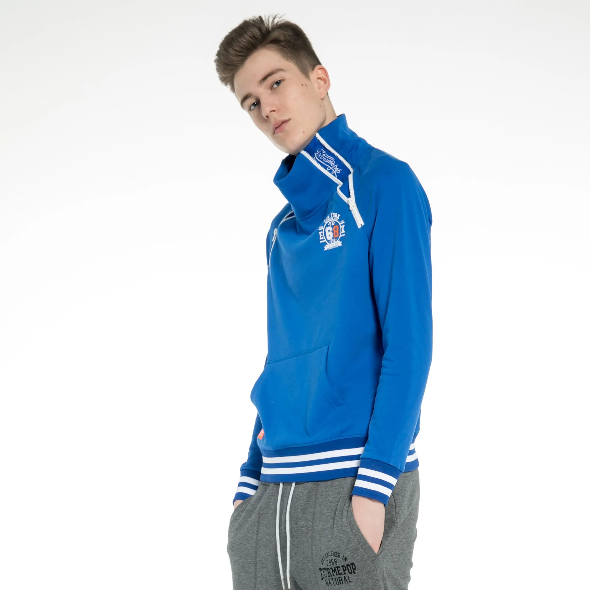 High Neck Dual-Zip Sweatshirt