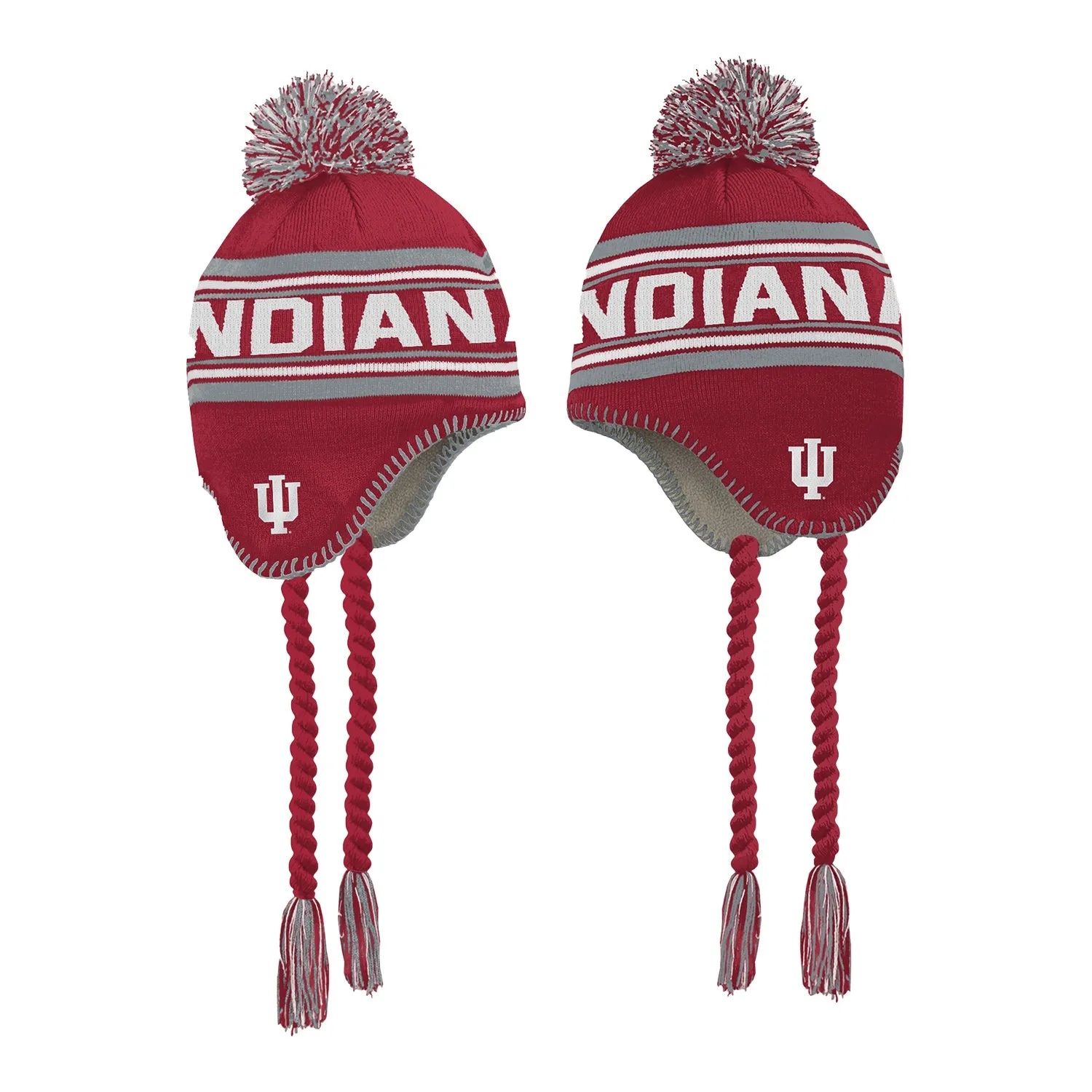 Indiana Hoosiers Youth Jacqyard Tassel Pom Crimson Knit Hat