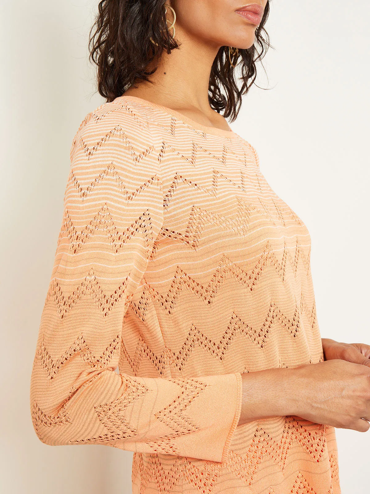 Jewel Neck Tunic - Ombre Pointelle Soft Knit