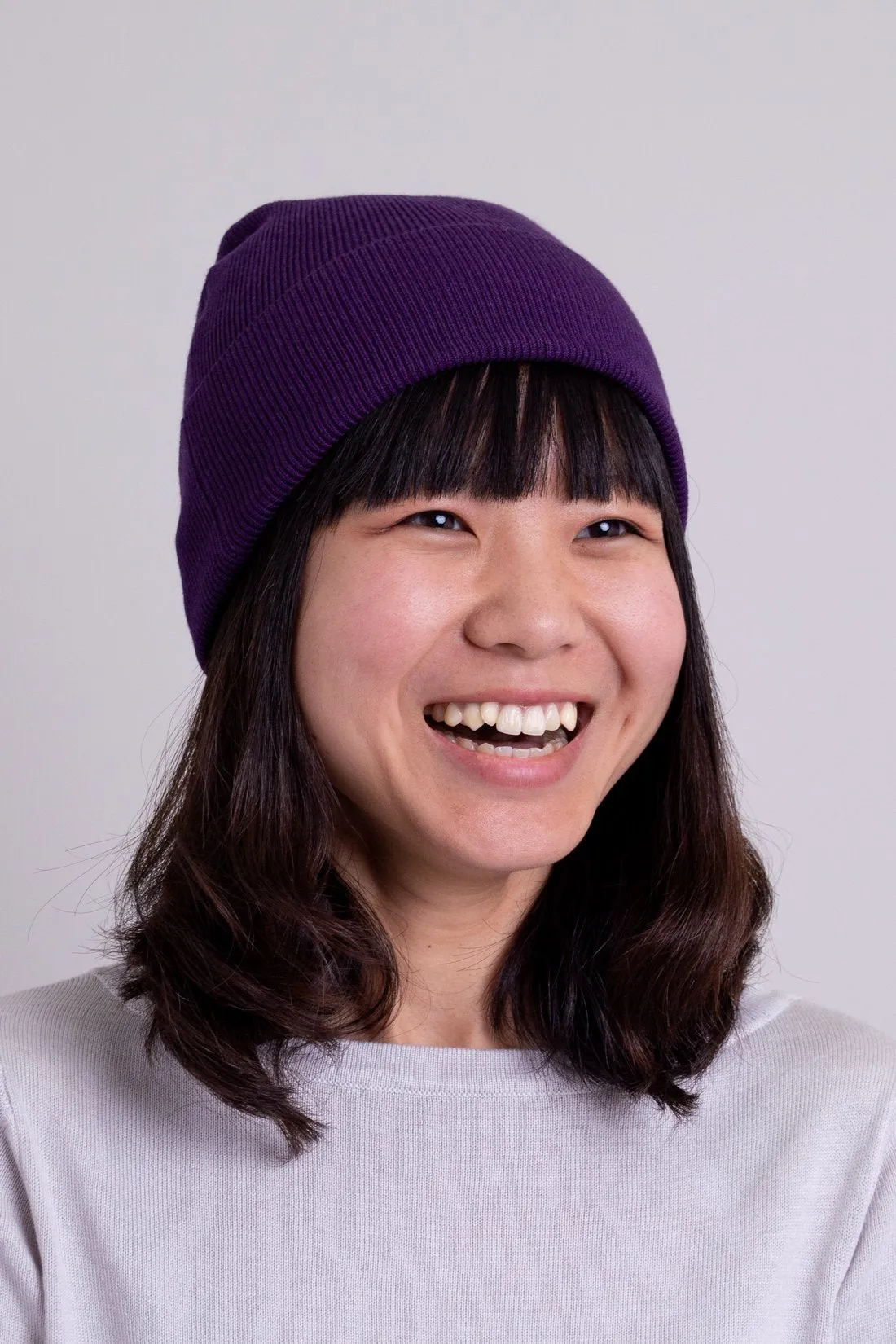 Knit Beanie, Purple, Bamboo Cotton