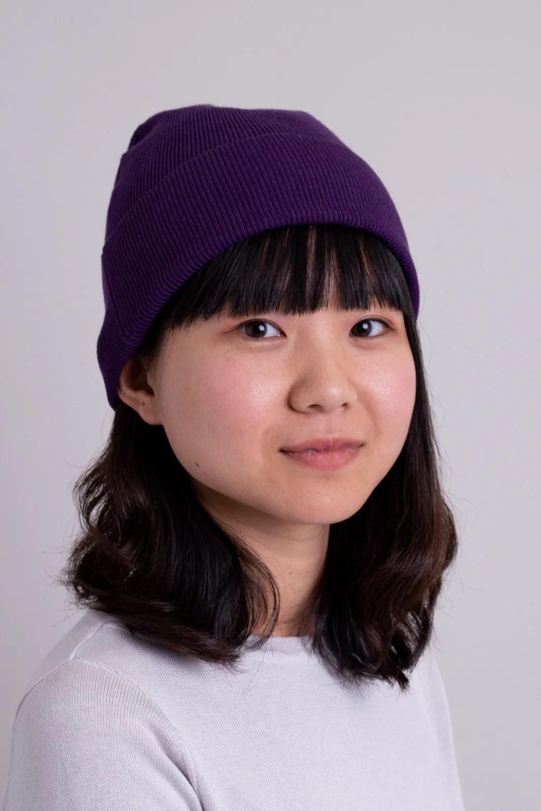 Knit Beanie, Purple, Bamboo Cotton