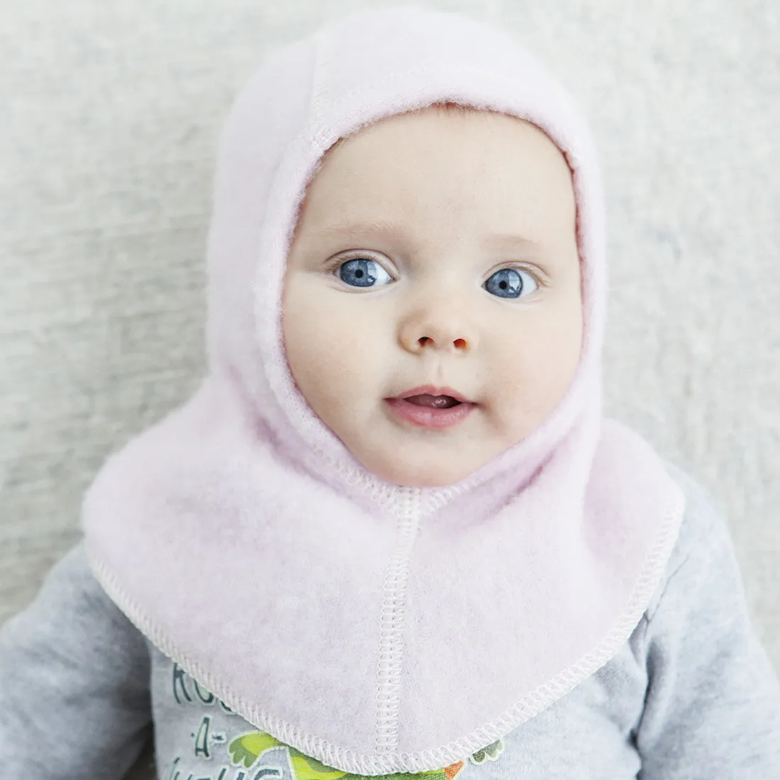 LANACare SOFT PINK Baby Balaclava in Organic Merino Wool