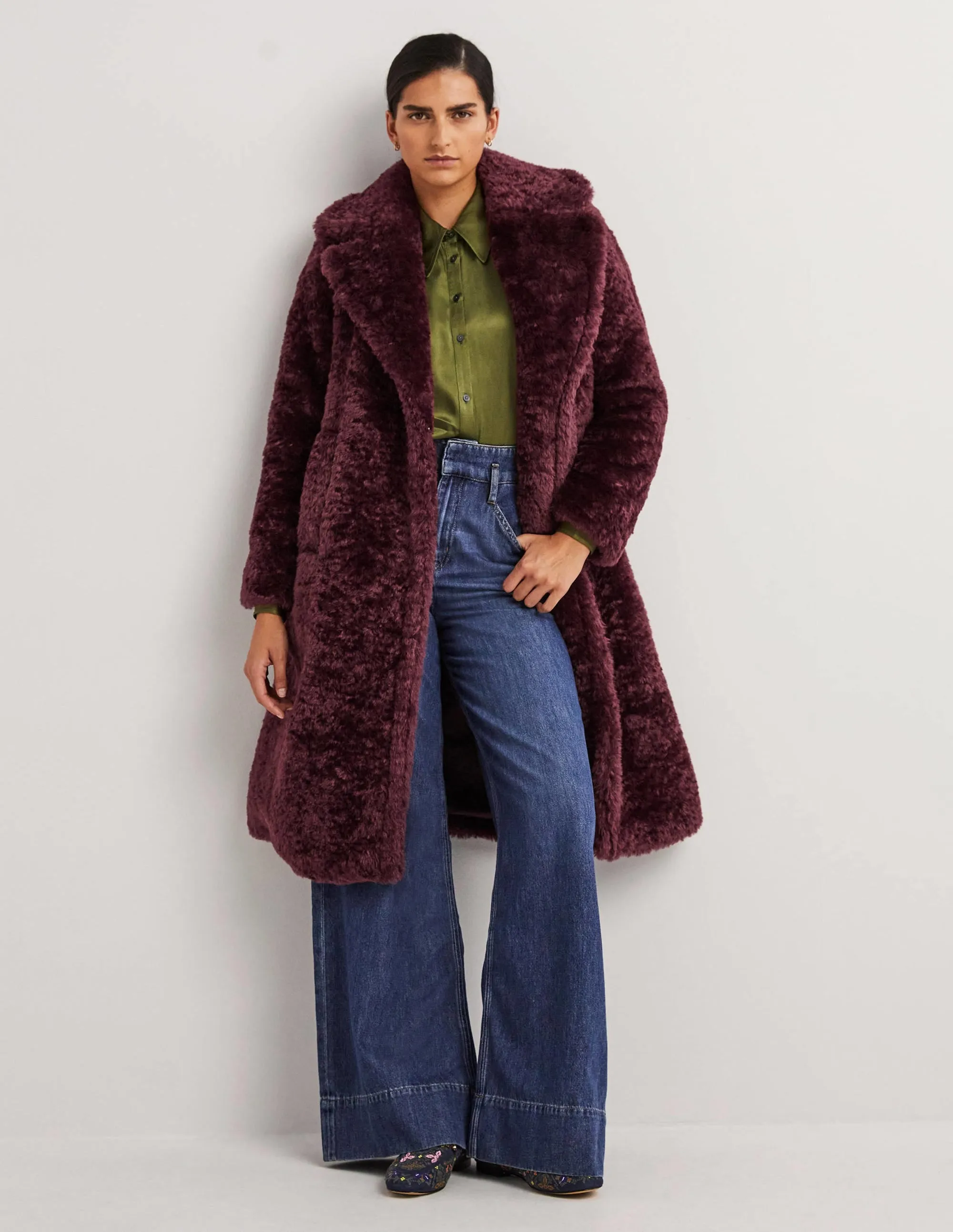 Longline Teddy Coat-Fig