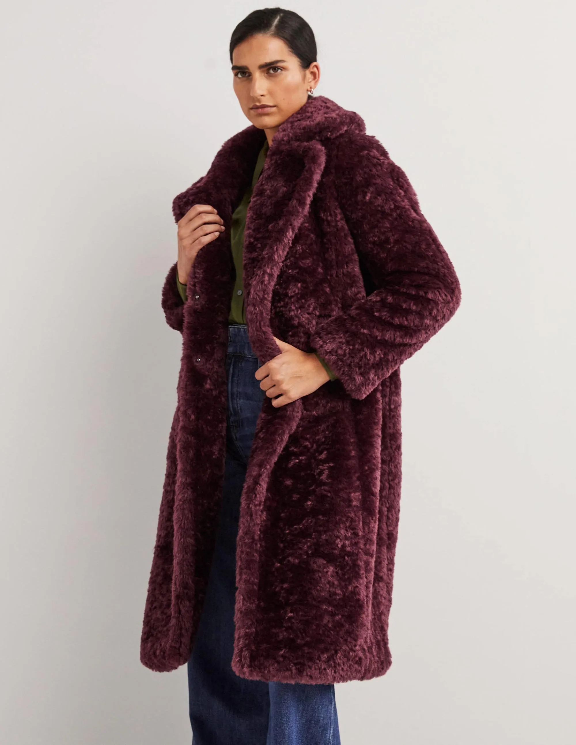 Longline Teddy Coat-Fig