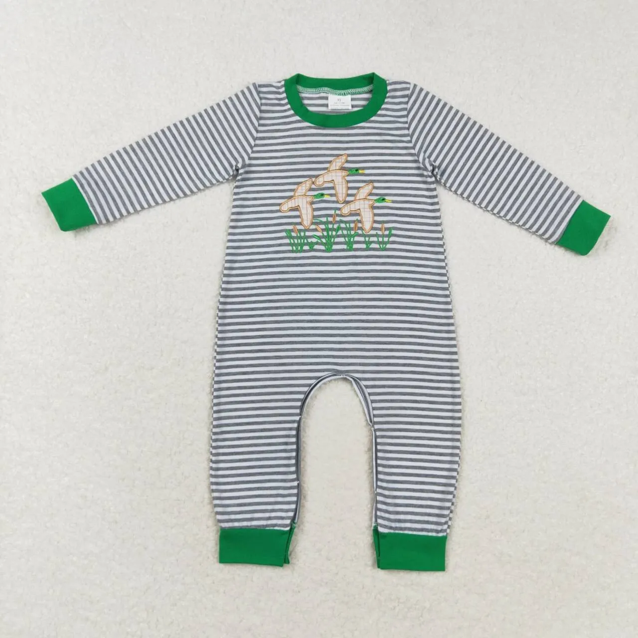 LR1217  baby boy clothes embroidery mallard boy winter romper