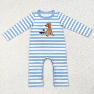 LR1644   baby  boy clothes embroidery mallard dog  boy winter romper