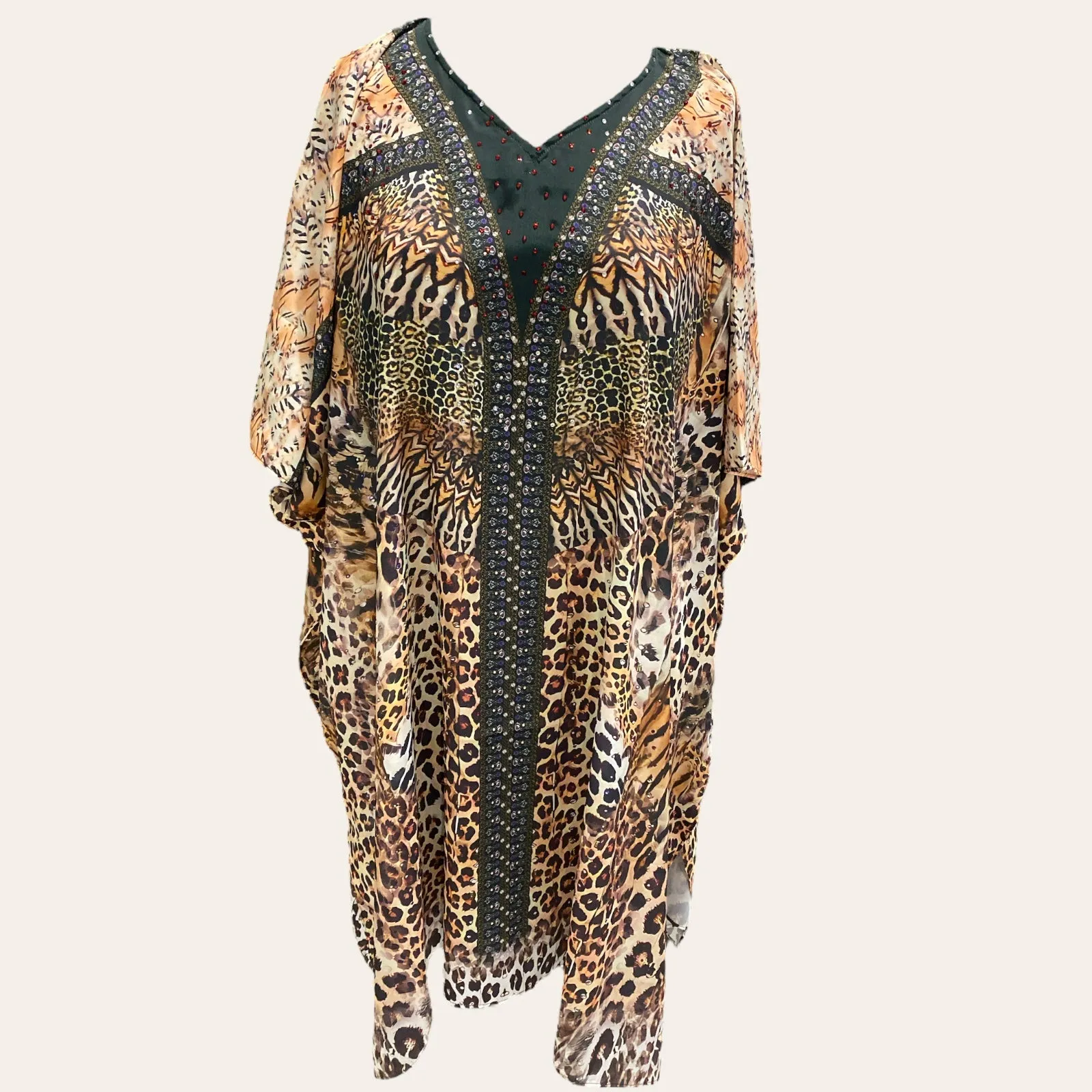 Maya Embellished Free Size mid length kaftan Tunic Top