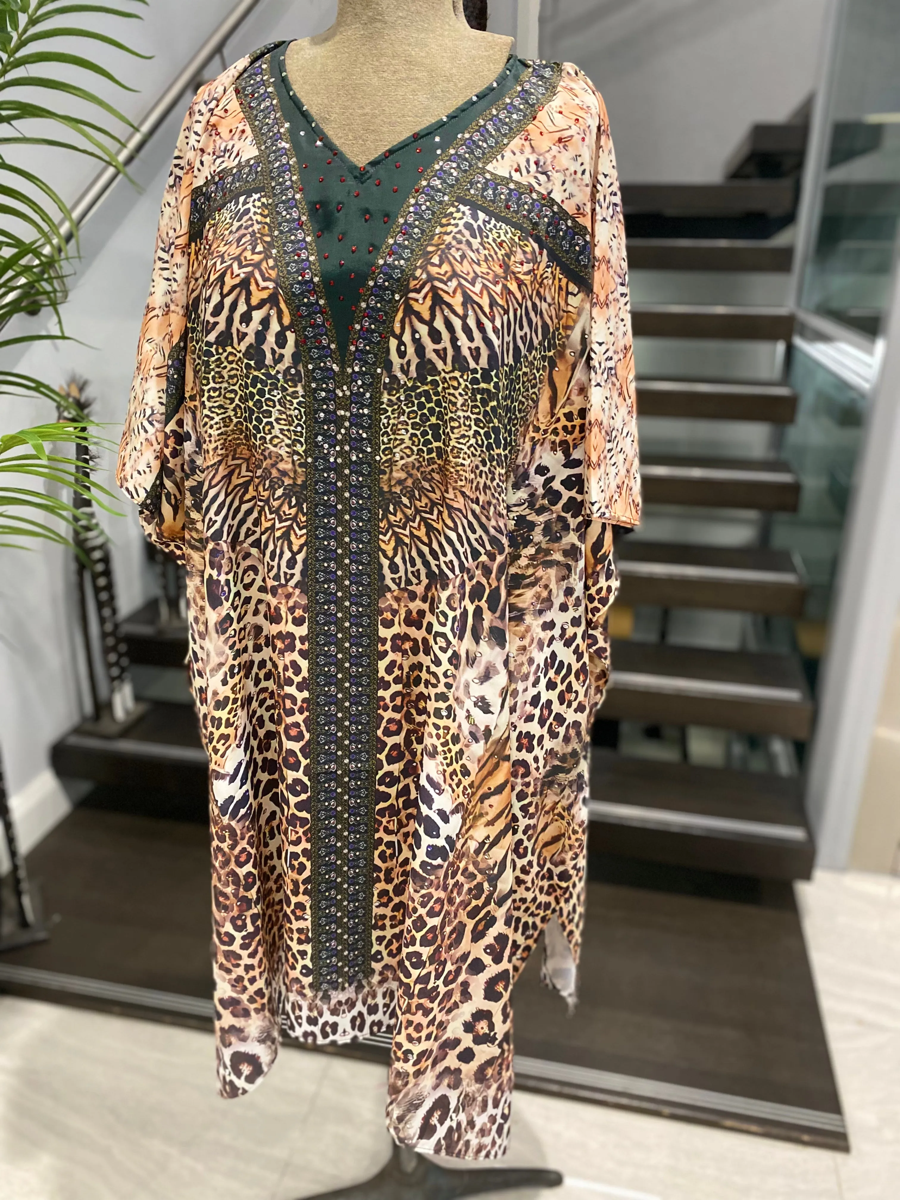 Maya Embellished Free Size mid length kaftan Tunic Top