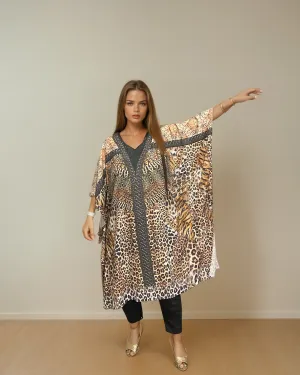 Maya Embellished Free Size mid length kaftan Tunic Top