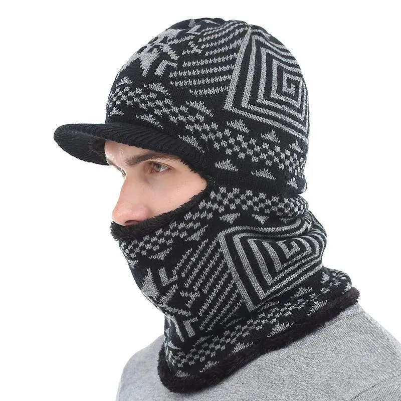 Men's Winter Knitted Balaclava Cap - Black,Gray,Navy