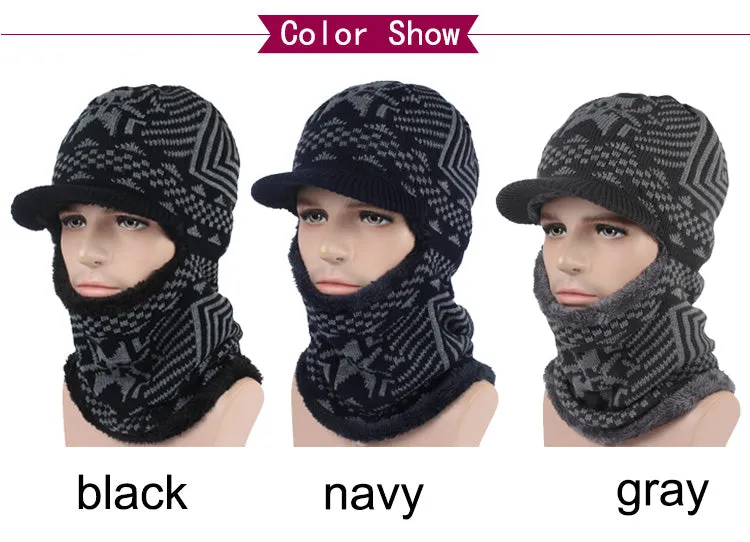 Men's Winter Knitted Balaclava Cap - Black,Gray,Navy