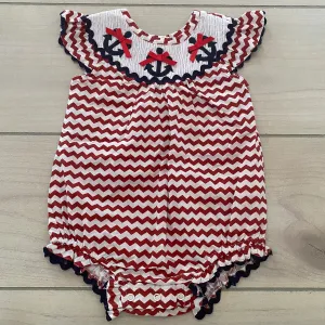 NEW Creations Anchor Smocked Chevron Bubble Romper