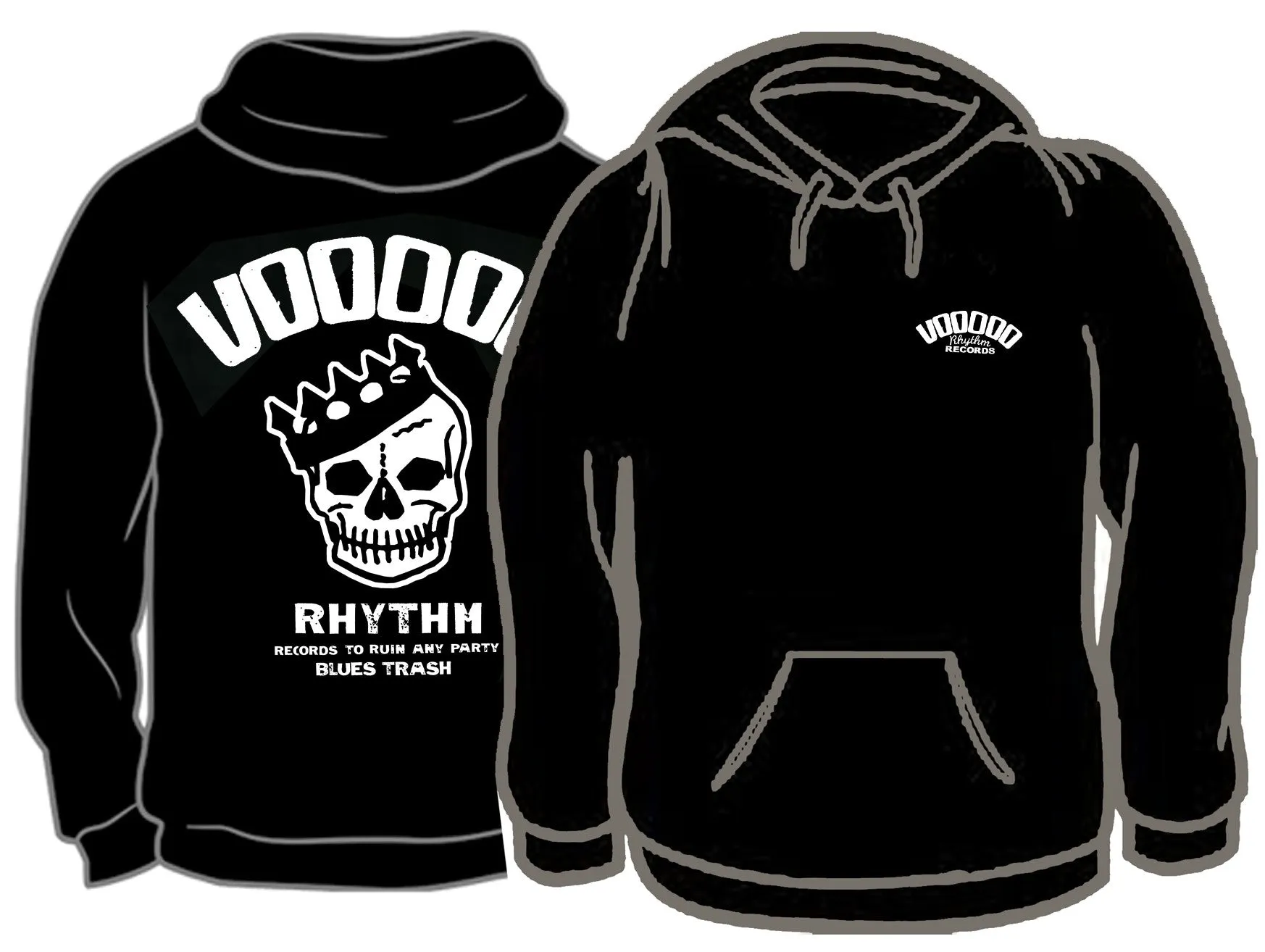 News: Hoodie - Black - Voodoo Rhythm - Front Logo Tag